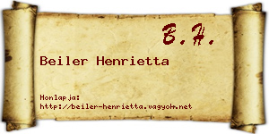 Beiler Henrietta névjegykártya